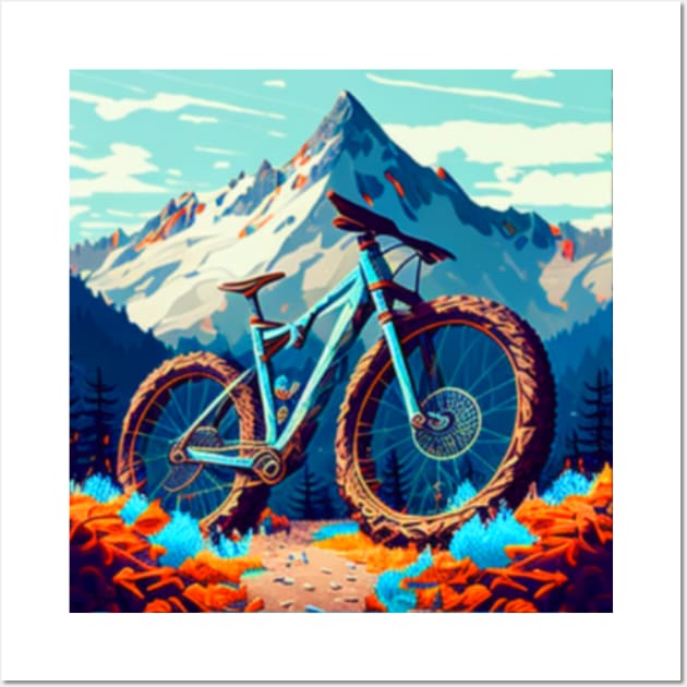 mountain bike bicycle cycling mountain biker cyclist mountains Wall Art by A&A